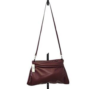 Anthropologie Oversize Pillow Clutch Shoulder Bag, Wine, Faux Leather, NWT